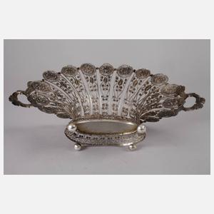 Silber Biedermeierschale Filigranarbeit