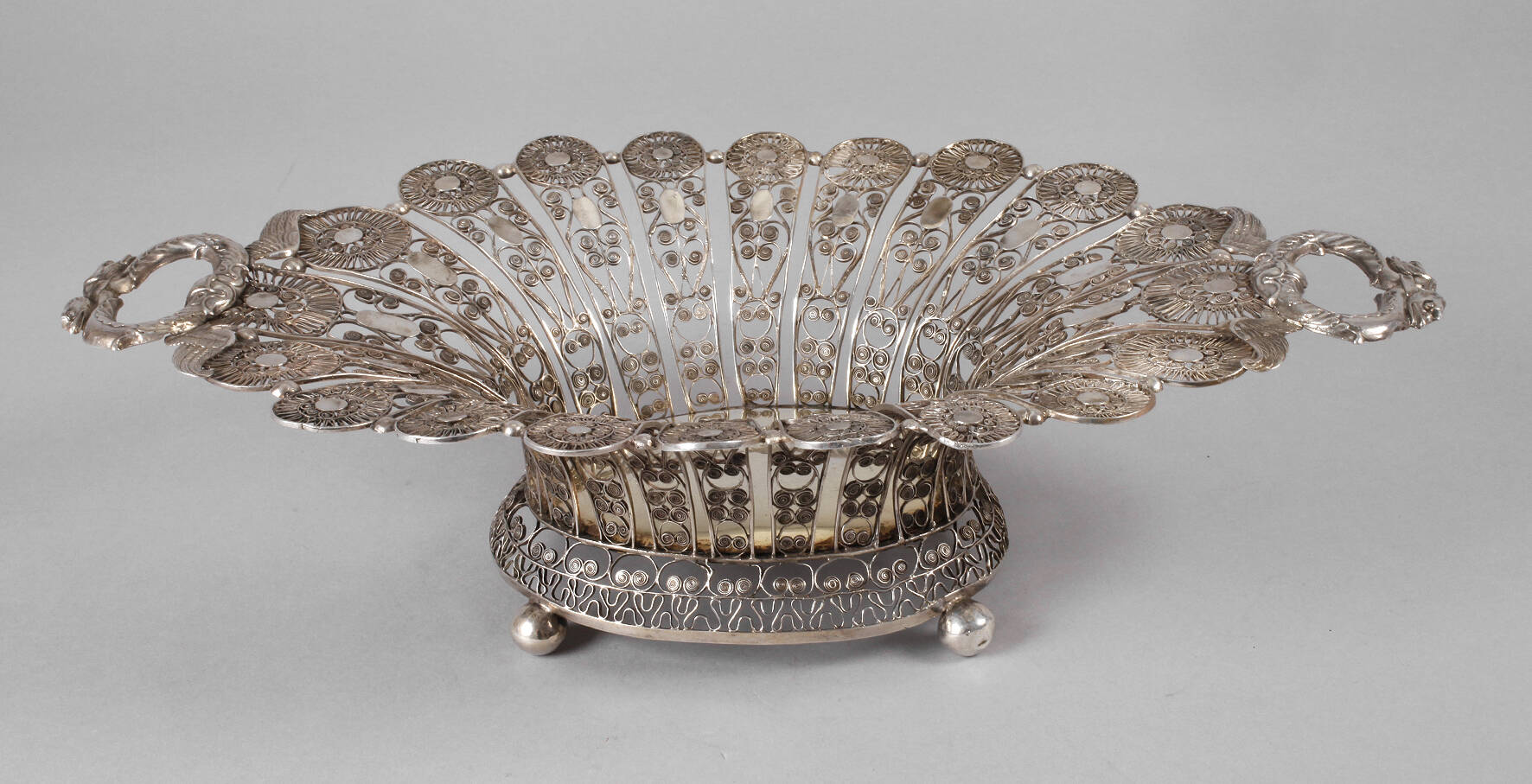 Silber Biedermeierschale Filigranarbeit