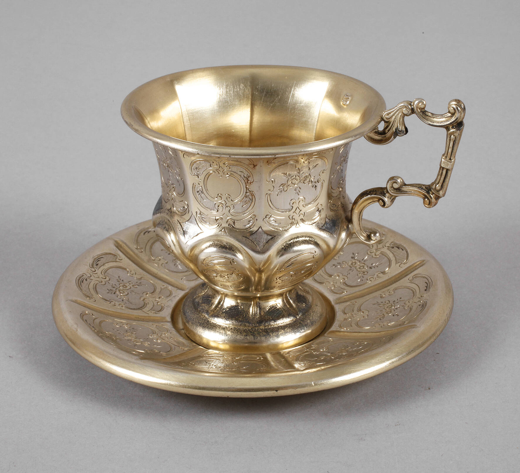 Vergoldete Silbertasse