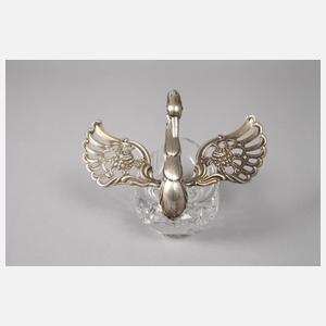 Schwanenschale mit Silbermotiven