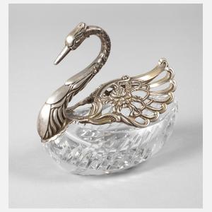Schwanenschale mit Silbermotiven