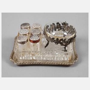 Sechs Salznäpfe und Schale Silber