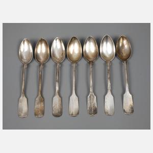 Sieben Kaffeelöffel Silber