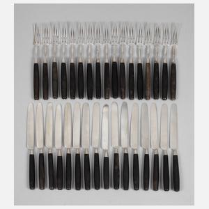 Silberbesteck mit Ebenholzgriffen