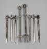 Acht Bowlespieße Silber