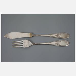 Fischbesteck für zwölf Personen Silber