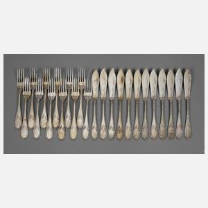 Fischbesteck für zwölf Personen Silber