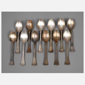 Zwölf Mokkalöffel Silber