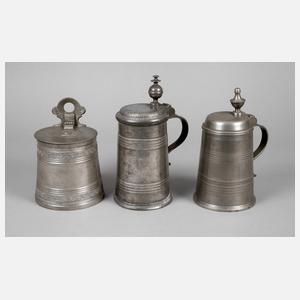 Drei Teile fränkisches Zinn