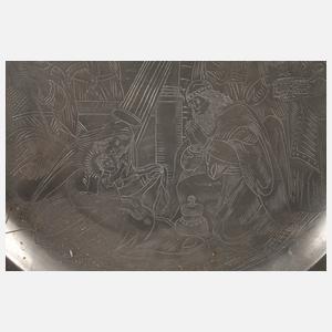 Großer christlicher Zinnteller