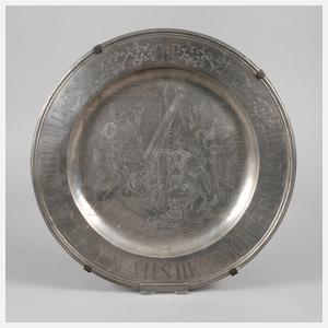 Großer christlicher Zinnteller