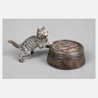 Wiener Bronze Katze mit Fischen111