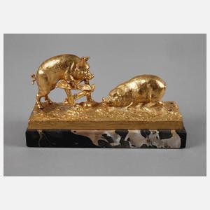 Schweinepaar vergoldet