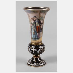 Silbervase mit Email