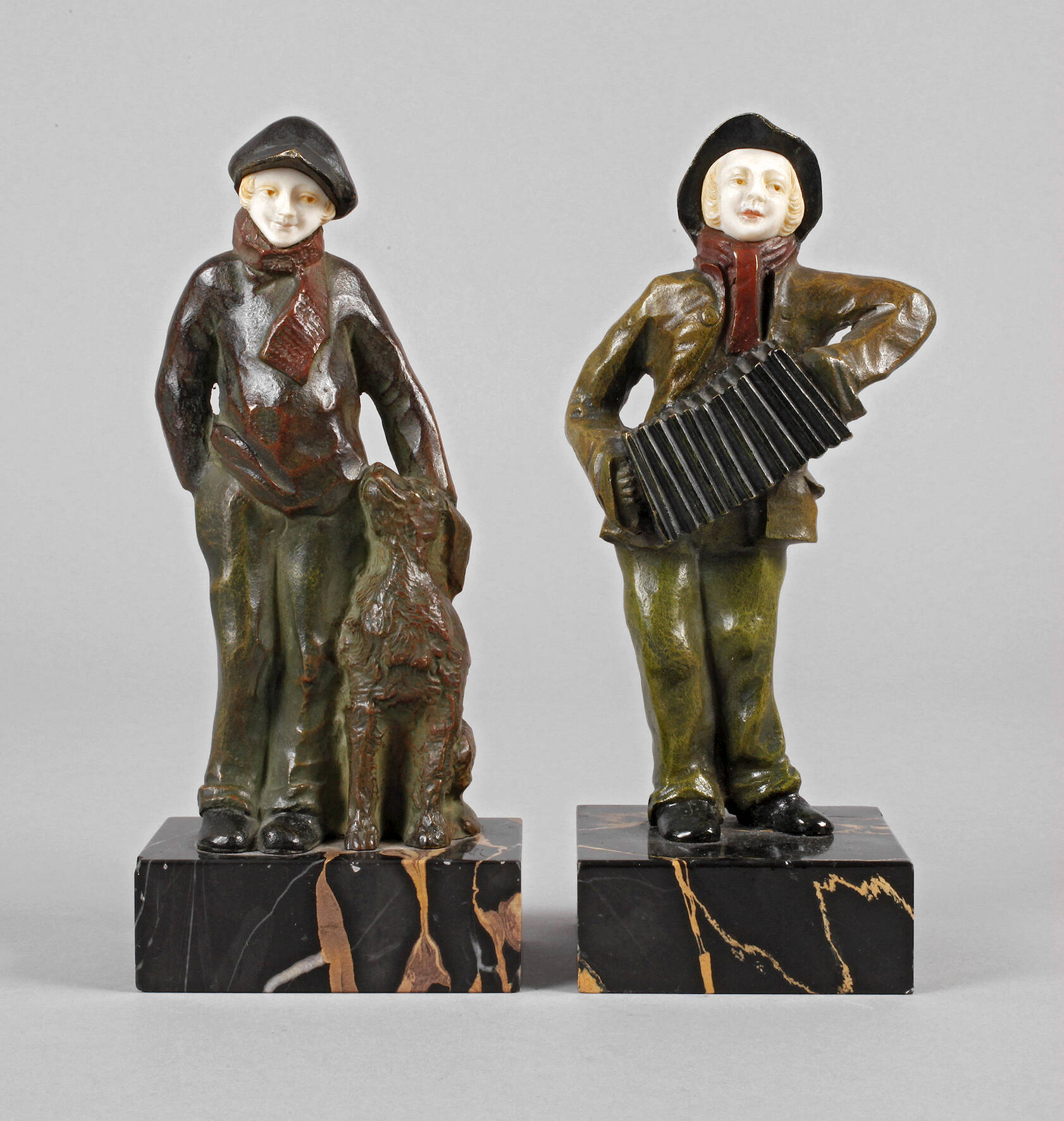 Alfred Jorel, Chryselephantin zwei junge Männer