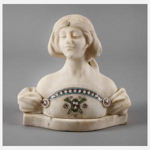 Alabaster Mädchenbüste mit Mikromosaik