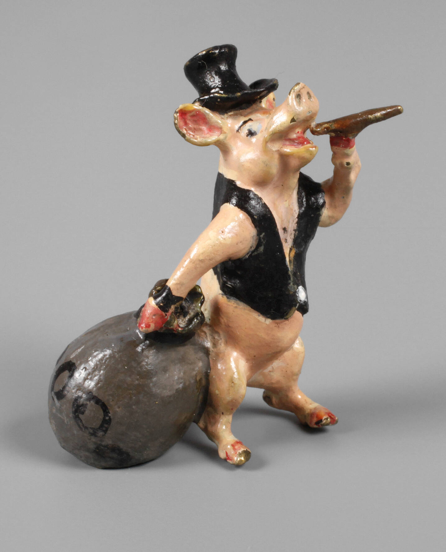 Kleinbronze Schwein mit Geldsack