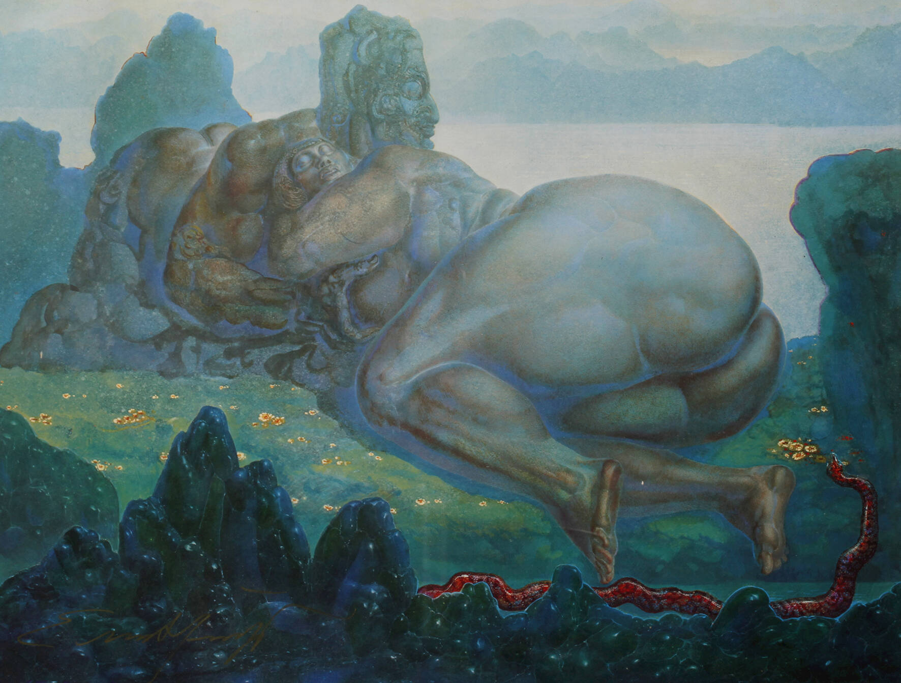 Prof. Ernst Fuchs, nach, "Die beiden Erdteile"