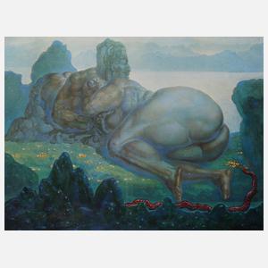 Prof. Ernst Fuchs, nach, "Die beiden Erdteile"