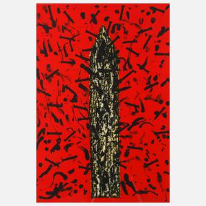 Günther Uecker, "Nagel auf rotem Grund"