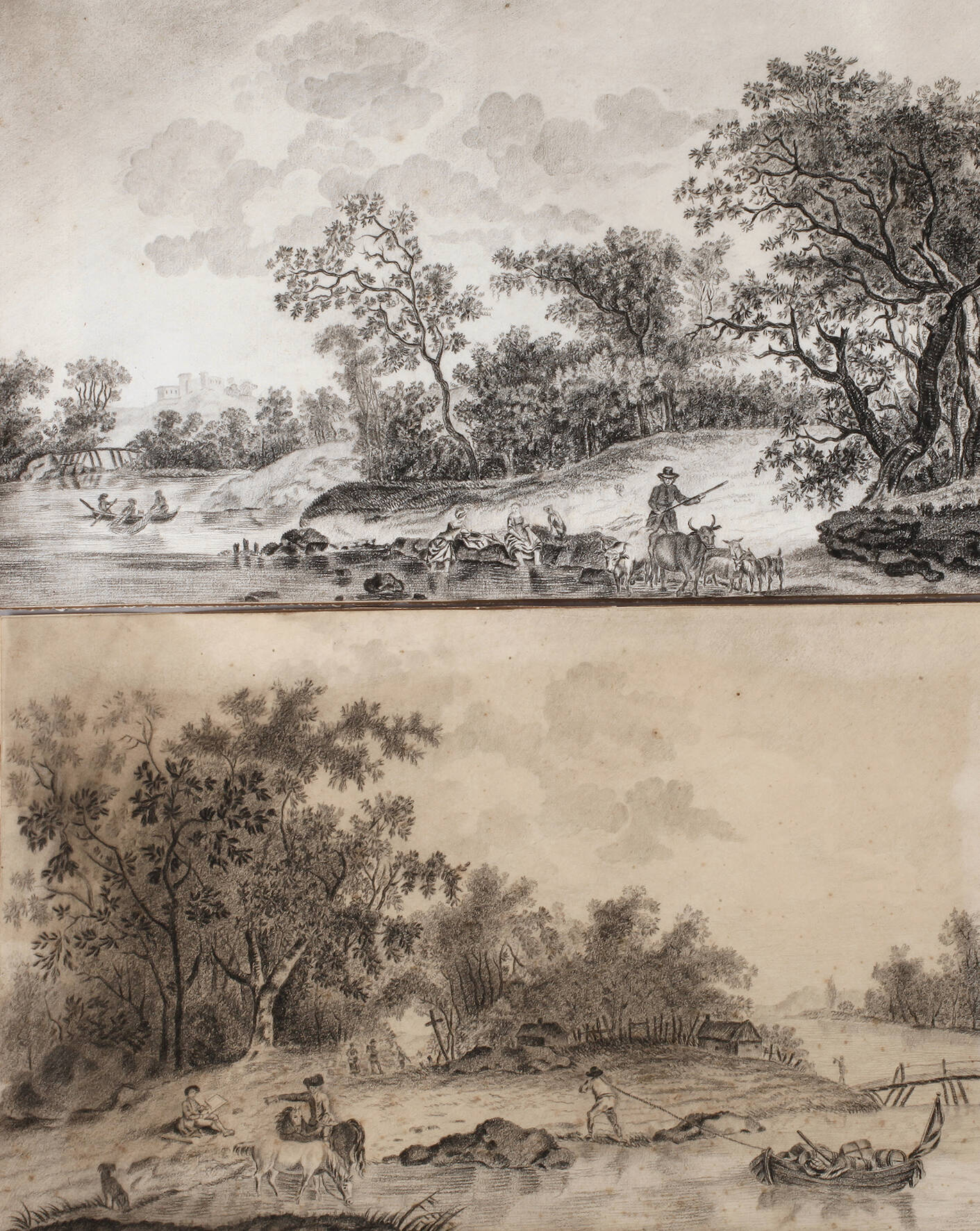 Zwei Landschaftszeichnungen, Pendants