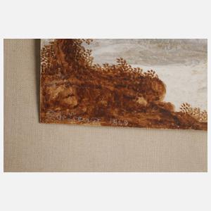 Friedrich August de Leuw, attr., Reiter vor Ruinenlandschaft