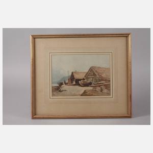 Samuel Prout, attr., Bootshaus im Devon