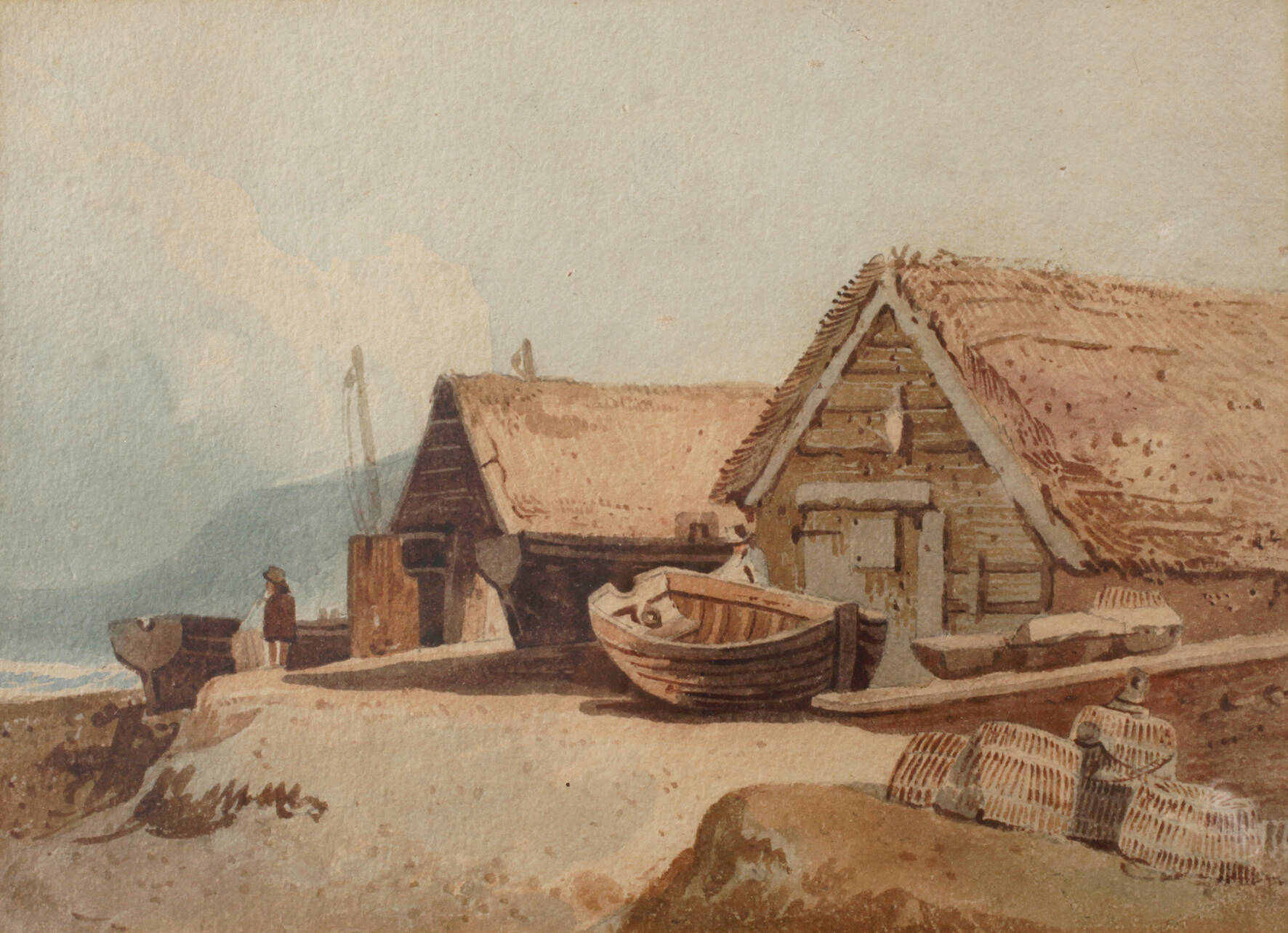 Samuel Prout, attr., Bootshaus im Devon