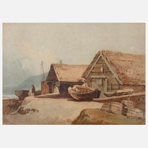 Samuel Prout, attr., Bootshaus im Devon
