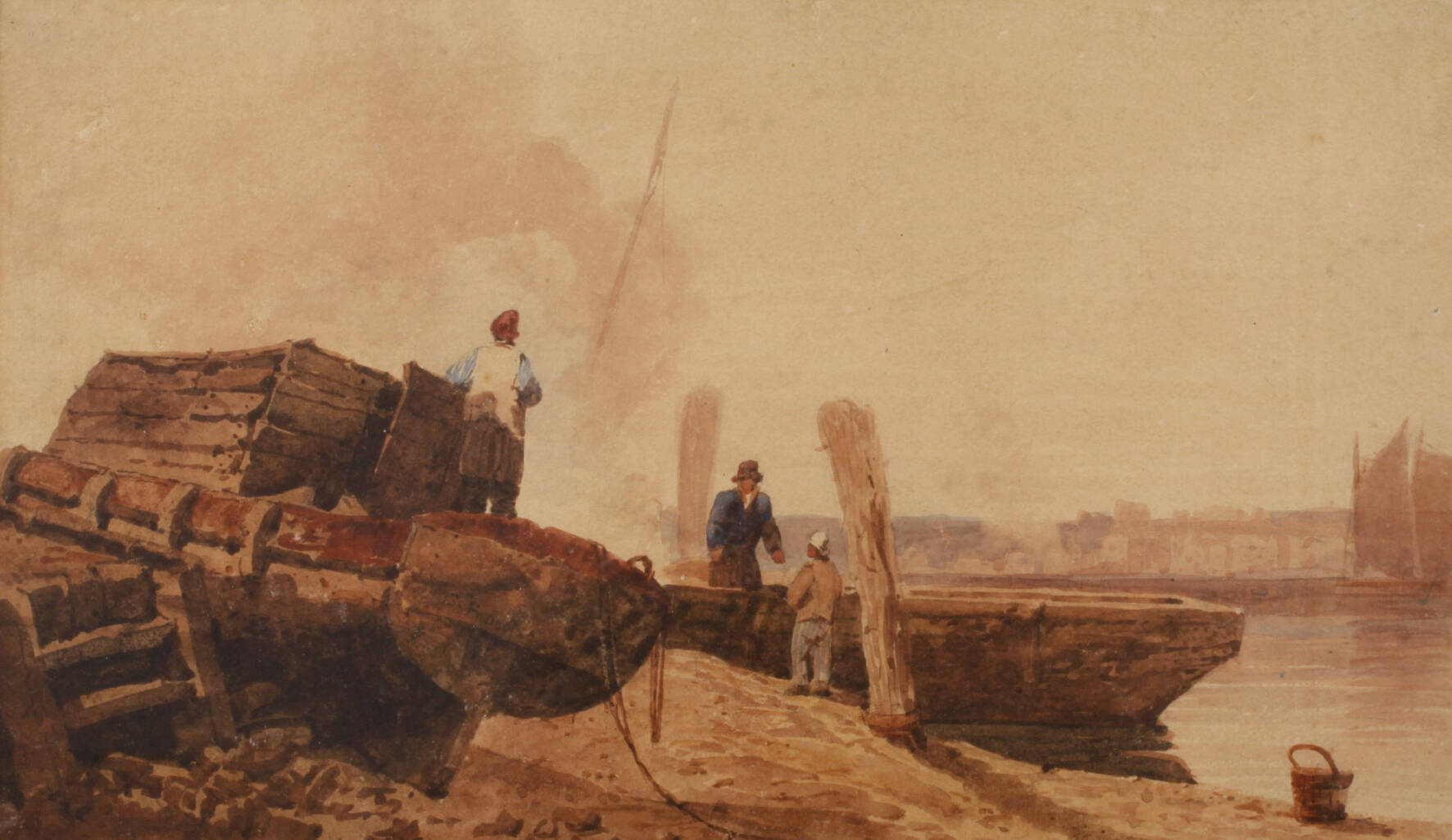 Samuel Prout, attr., Schiffbauer am Strand