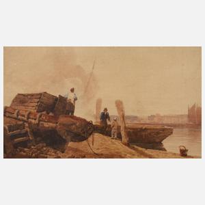 Samuel Prout, attr., Schiffbauer am Strand