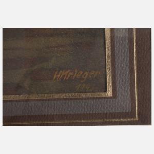 H. Krieger, Tempelruine im Gegenlicht,