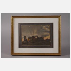 H. Krieger, Tempelruine im Gegenlicht,