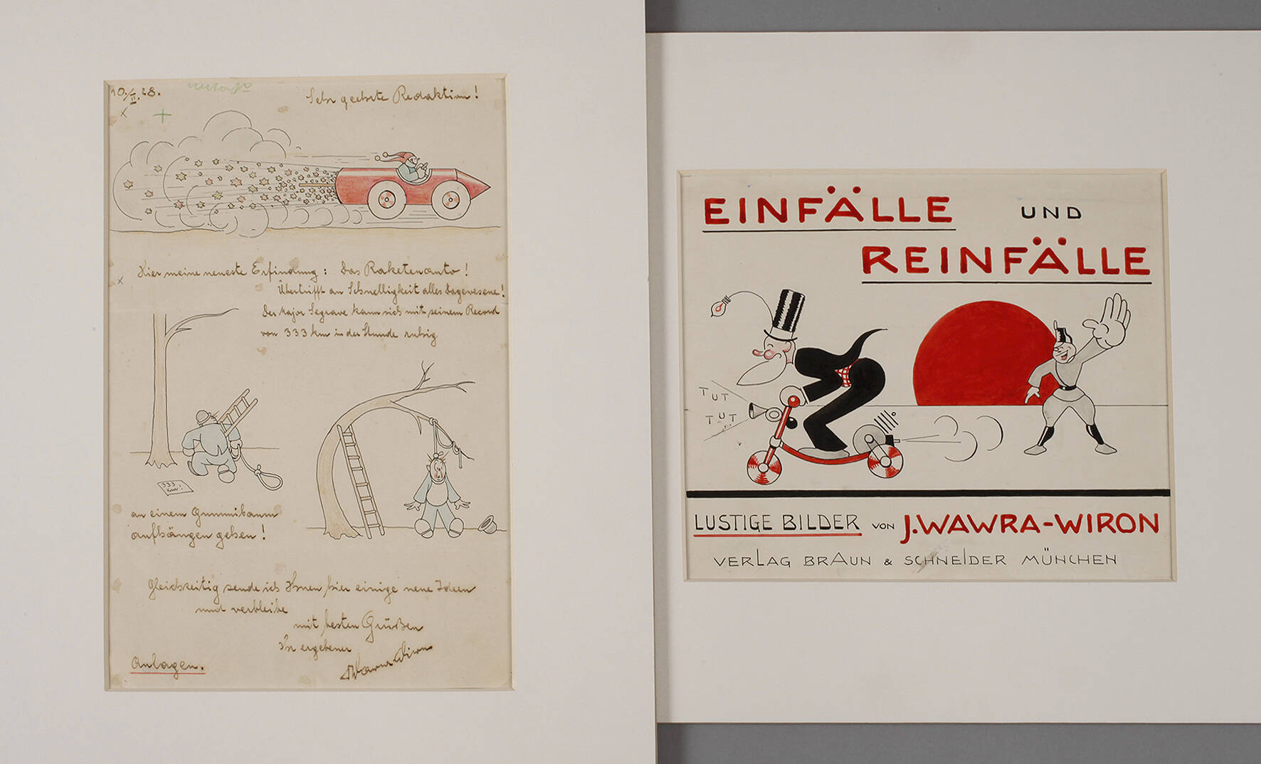 Josef Wawra-Wiron, Zwei Karikaturen