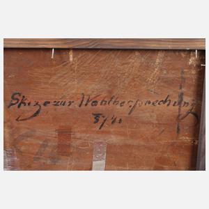 Eduard Kurzbauer, attr., Ölstudie zur "Wahlbesprechung"