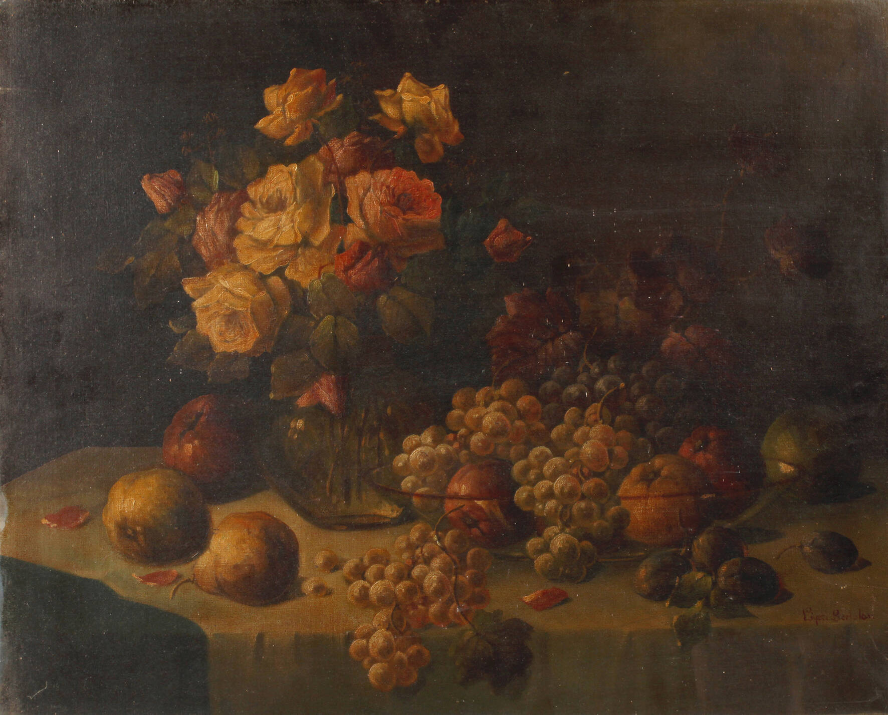 Stillleben mit Blumen und Früchten