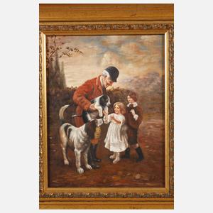 E. Bohm, Großvater mit Enkeln und Hunden