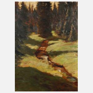 Otto Fikentscher, Waldstück mit Bach