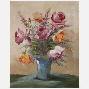 Glässner, Rosen in blauer Vase