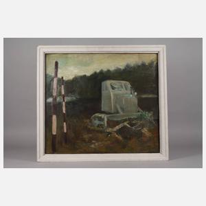 Lothar Gemmel, Landschaft mit Planierraupe