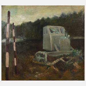 Lothar Gemmel, Landschaft mit Planierraupe