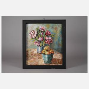 Valeska Glamann, Stillleben mit Blumen und Äpfeln