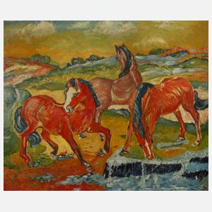 nach Franz Marc, Weidende Pferde IV