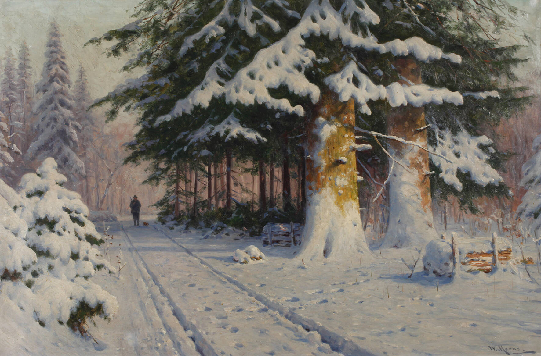 Walter Moras, Jäger im Winterwald
