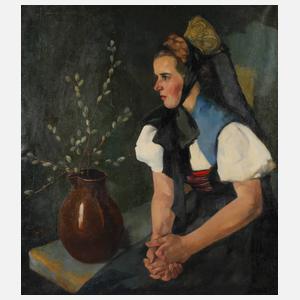 Hans Paap, Frau in Tracht mit Maikätzchen