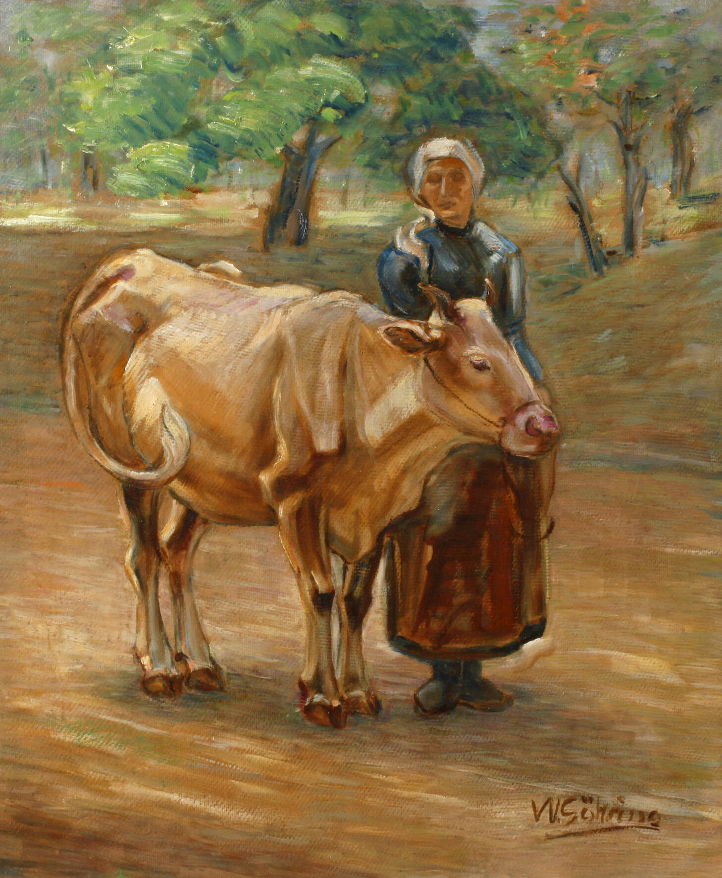 Walter Söhring, Bäuerin mit Kuh