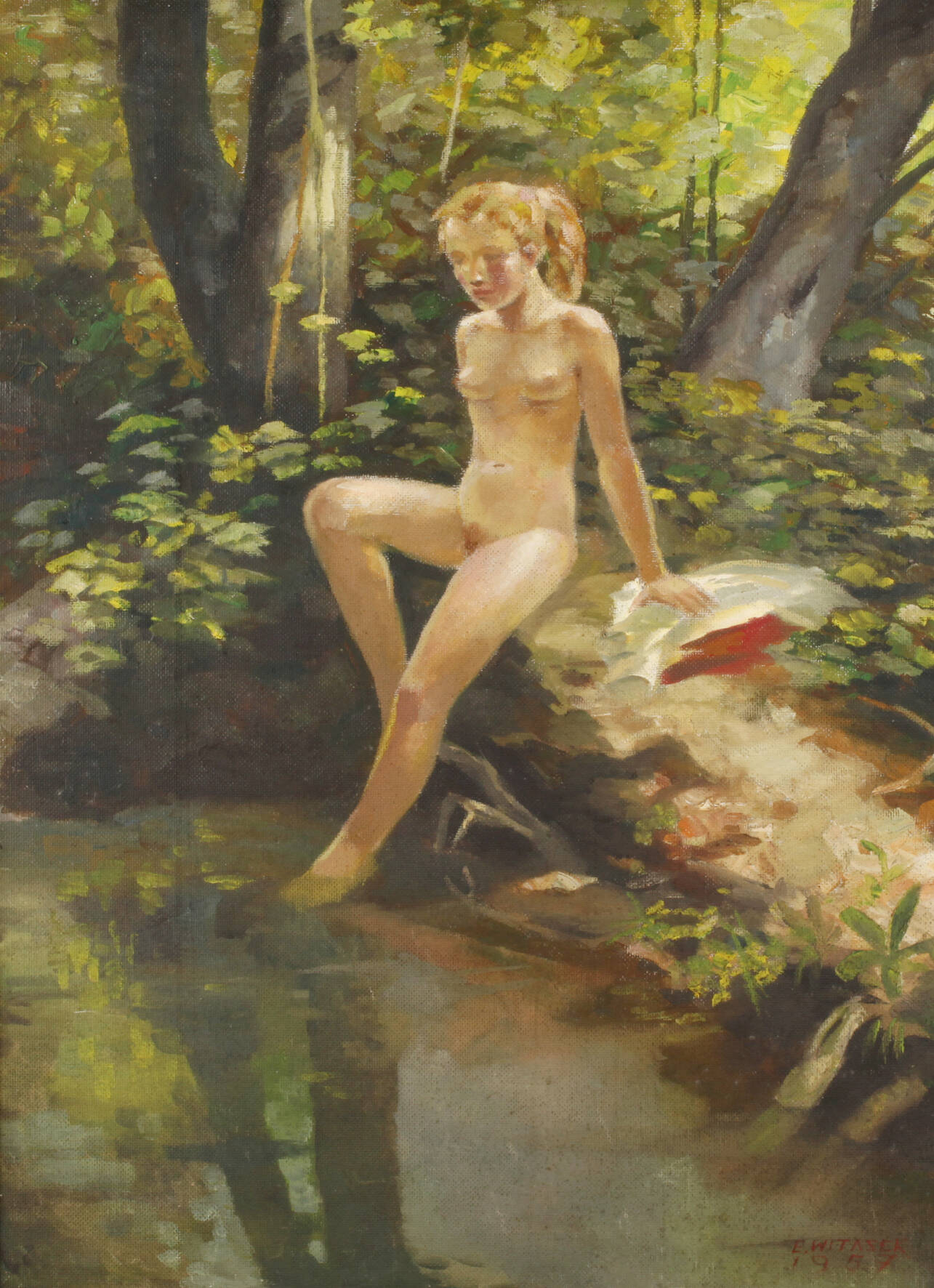 Emil Witasek, Mädchenakt am Bach