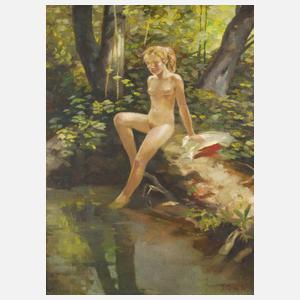 Emil Witasek, Mädchenakt am Bach