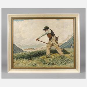 Schnitter in Gebirgslandschaft