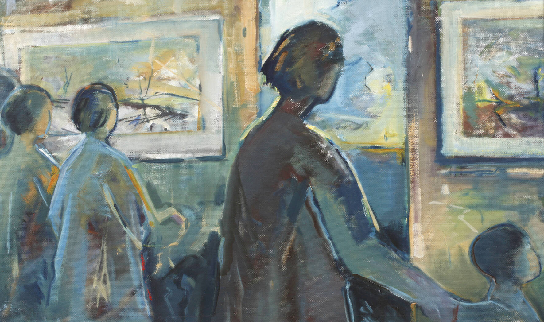 Besucher in der Kunstausstellung